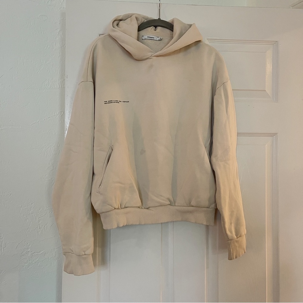 PANGAIA Heavyweight recycled cotton hoodie in sand, XS